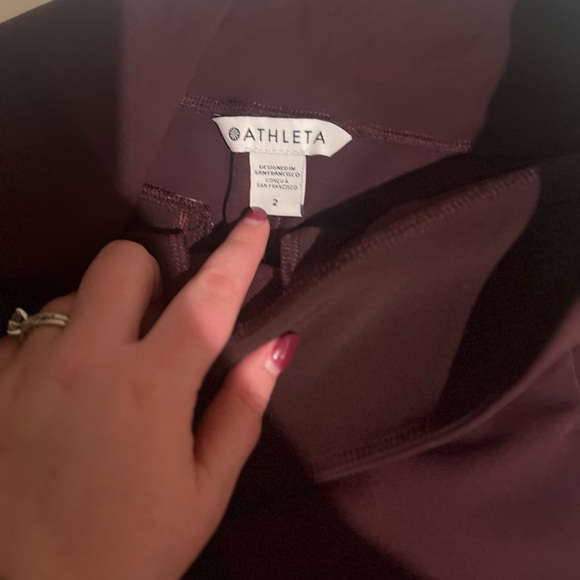 Athleta Endless Satin Side Stripe Pant Size 2 Spiced Cabernet - Picture 3 of 4